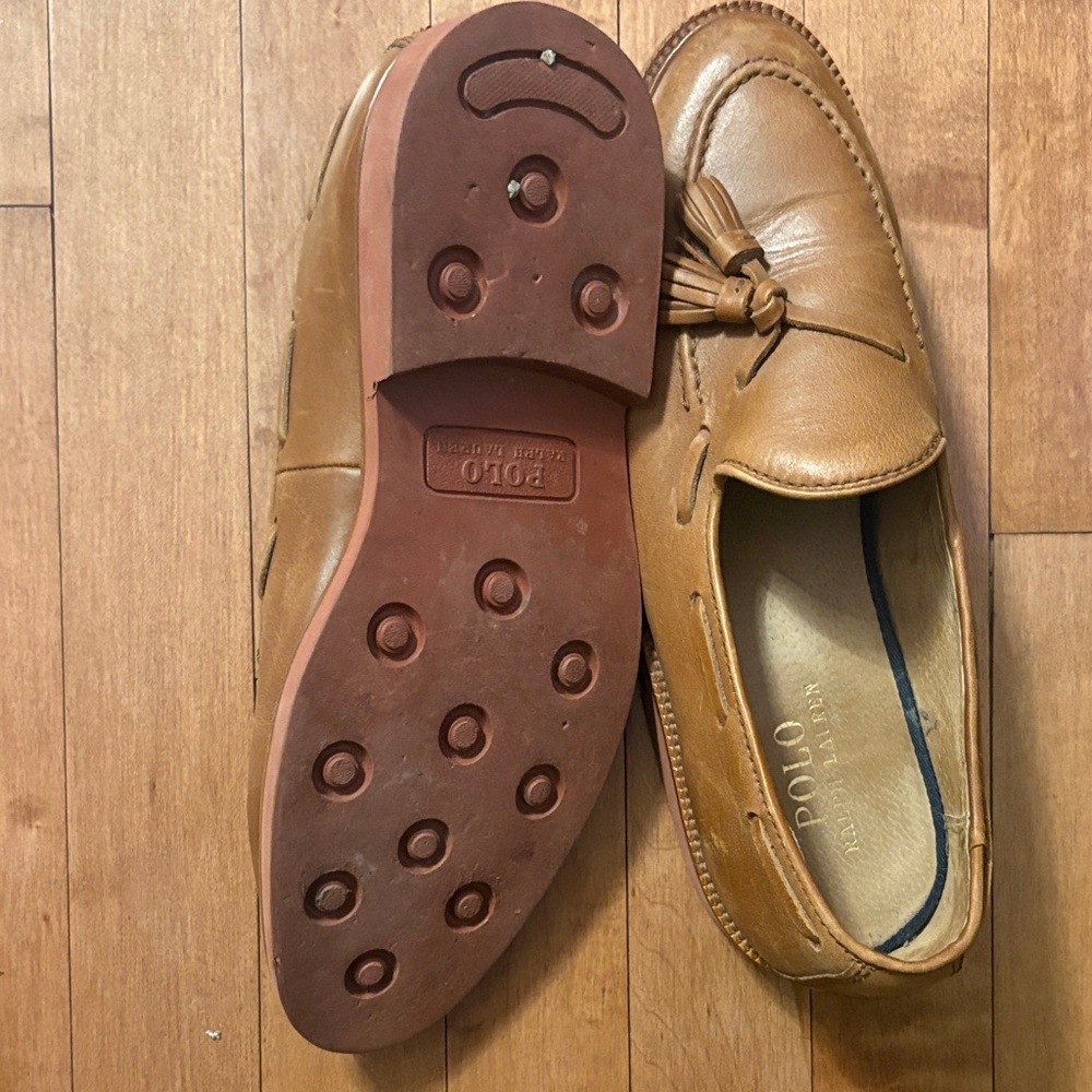 Polo Ralph Lauren Tassel Loafers Tan And Red Sole 7.5 M - Men - Picture 4 of 4
